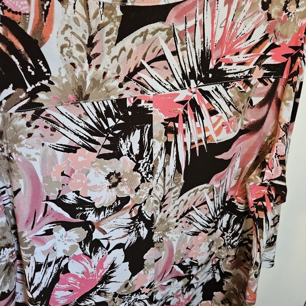 N Touch Size 1X 3/4 Length Tropical Blouse GUC - Picture 9 of 9